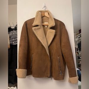 Faux Suede and shearling motto jacket